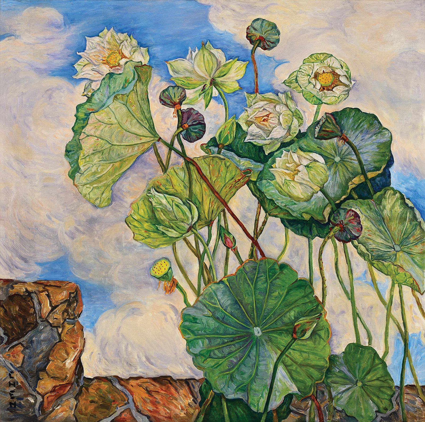 张荔英Georgette Chen – 微风中的荷花Lotus in a Breeze