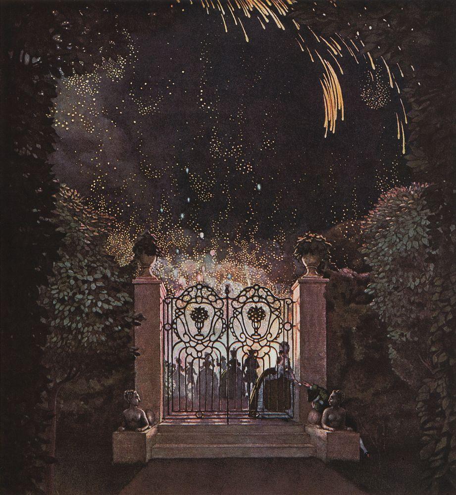 康斯坦丁·索莫夫 Konstantin Somov – 公园烟花 Firework in the Park